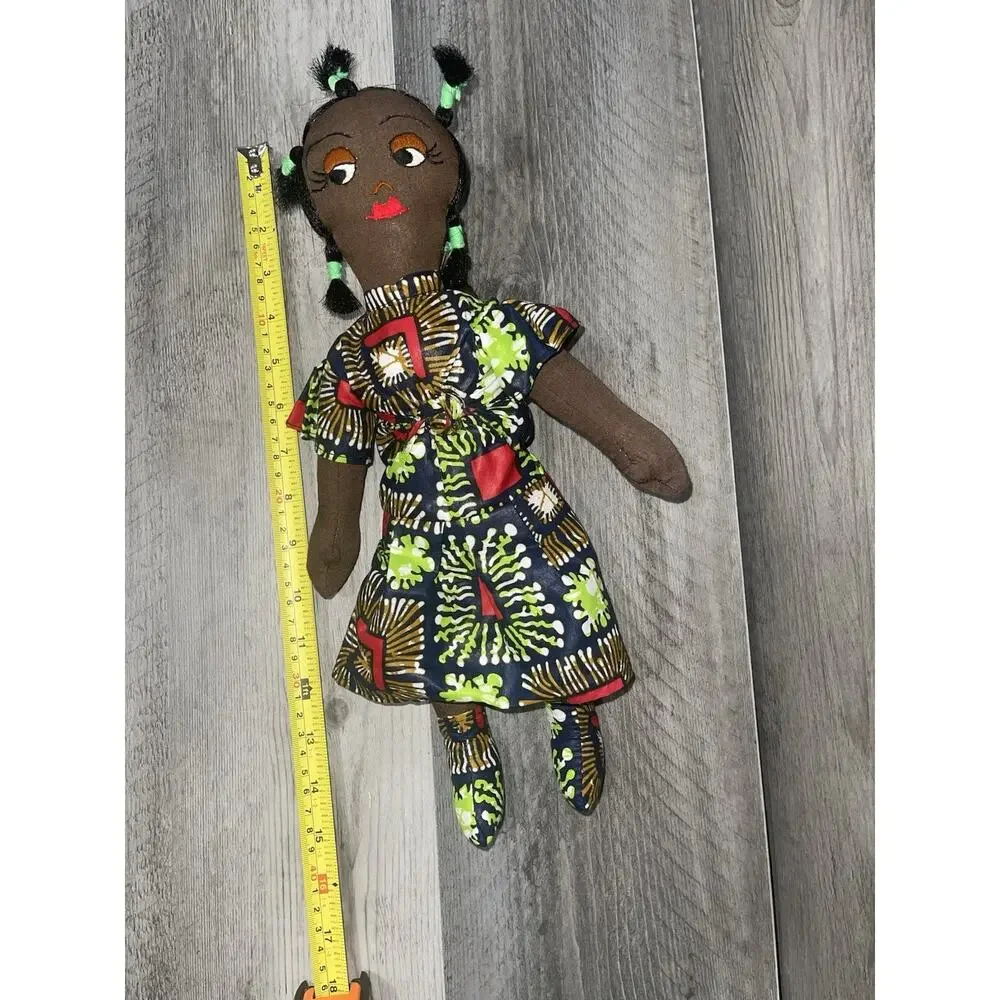 African Doll With Baby From Rwanda Cloth Rag Folk Art 13”